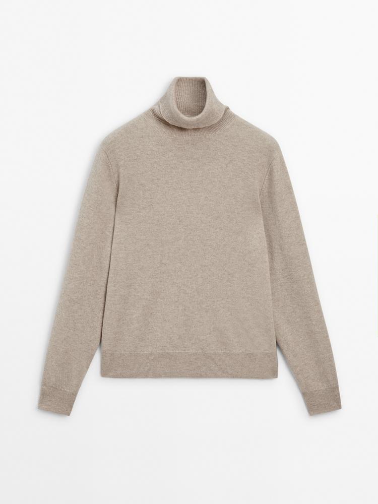 Zara Wool Blend Beige Long Sleeve Turtleneck Sweater - Size S